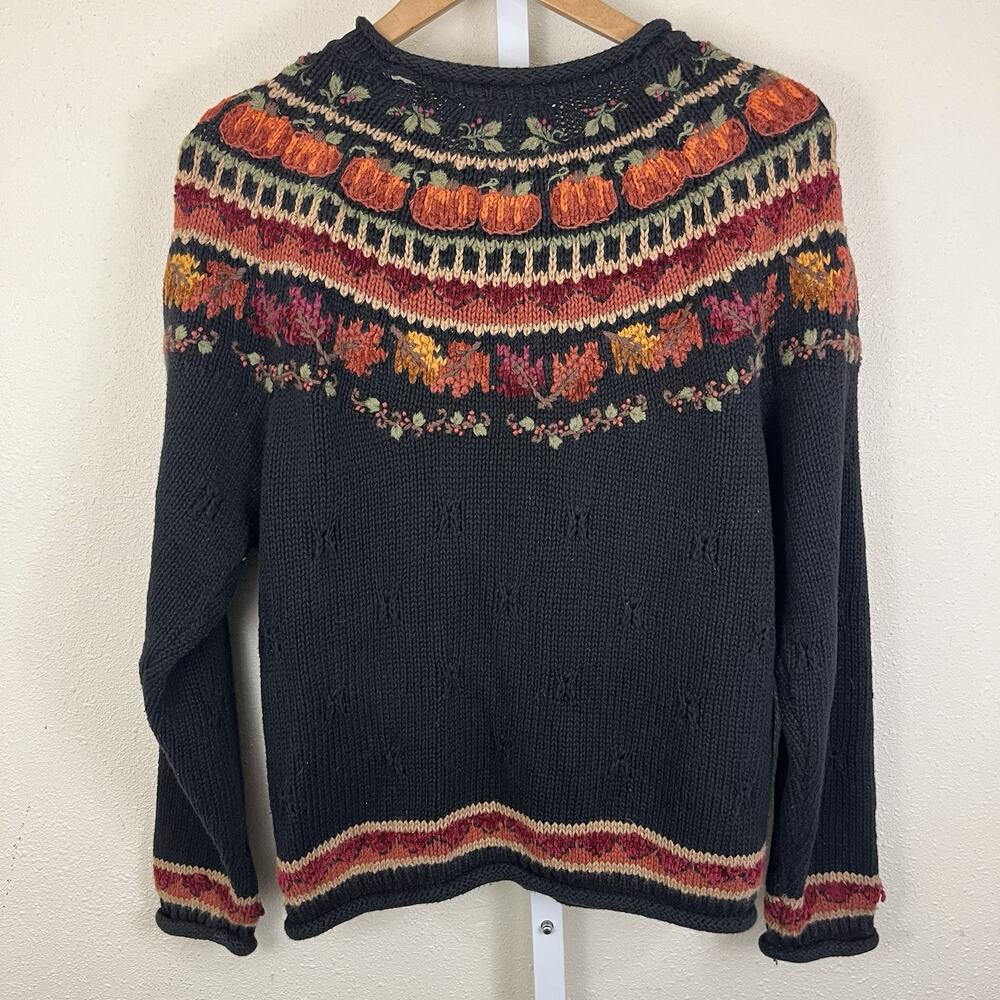 Vintage Croft & Barrow Fair Isle Zip Cardigan Sweater M Medium Folklore Autumn - Picture 5 of 6